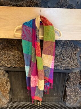 Multicolor Patchwork Paisley Scarf by